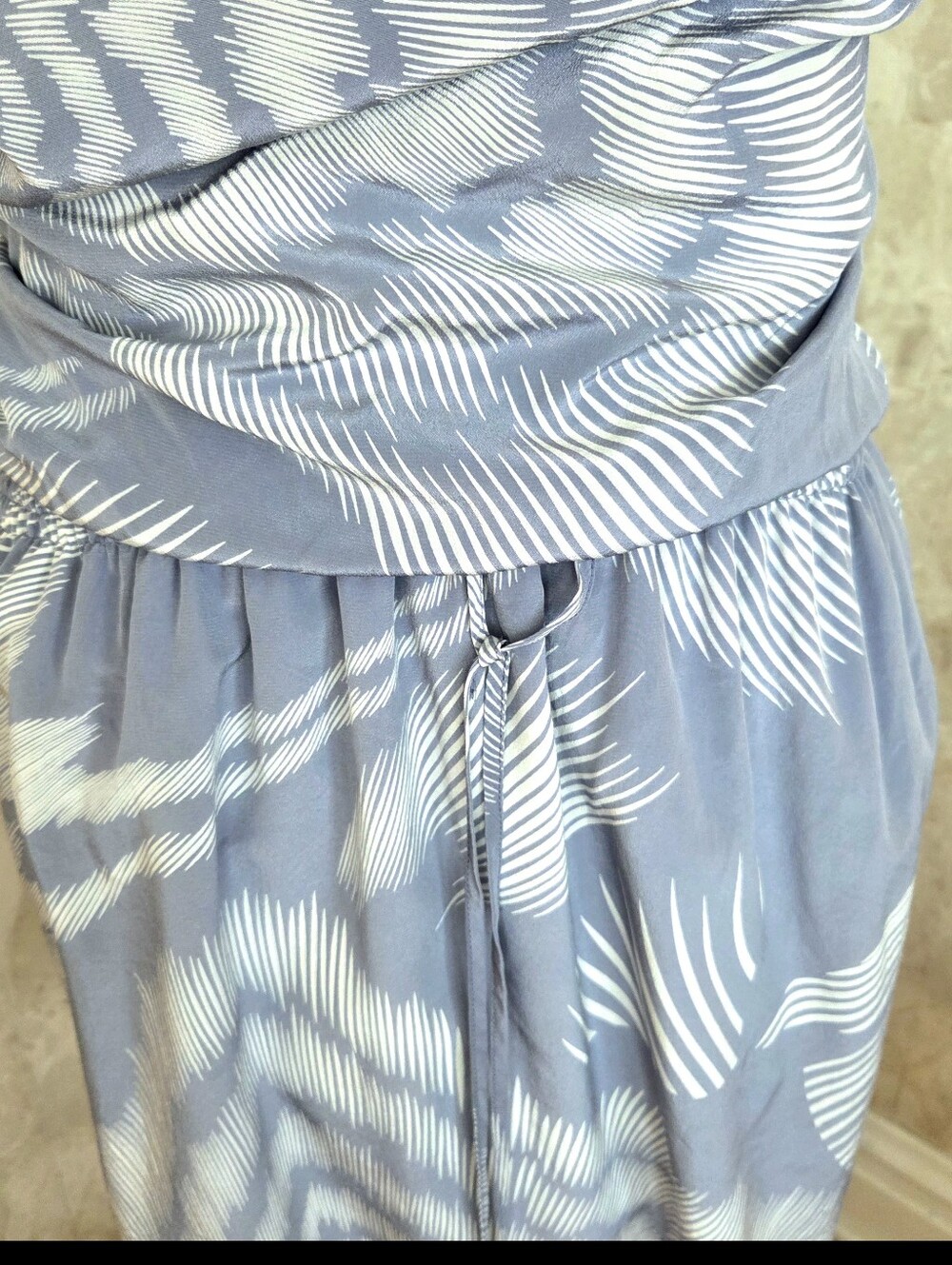 Robert Rodriguez Silk One Shoulder Dress Size 6 Blue White Ruffle Resort Vacatio - Picture 6 of 15